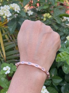 Natural Rose Quartz <b>Bangle</b> Bracelet 925 Sterling Silver Rose <b>Gold</b> Plated Emerald Cut Pink Gemstone Jewelry Wholesale Manufacture - Product Image 6