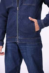 Veste en jean pour homme en molleton 100% coton, article tendance, séchage rapide, style hip-hop, broderie, vente en gros - Product Image 5