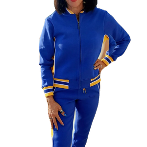 Conjunto Deportivo Casual de Forro Polar Sólido Personalizado Sigma Gamma Rho, Tallas Grandes, Negro y Azul, Resistente al Viento, Transpirable y Cálido, Premium para Sororidad - Product Image 1