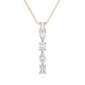 Elegante colgante de diamante y esmeralda cultivados en laboratorio, certificados por IGI, en forma de pera y ovalada, en oro amarillo, oro rosa, oro blanco o plata, con cadena a juego. - Product Image 5