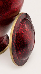 Urna Funeraria Scarlet Ember de Fabricación Directa, Diseño Metálico con Patrón Craquelado, Base y Tapa Doradas, Recuerdo Conmemorativo Decorativo - Product Image 6