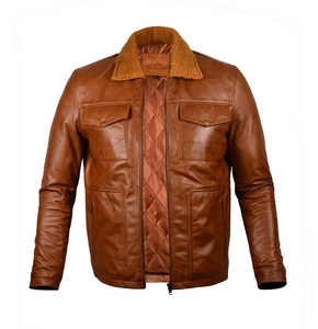 Veste d'hiver en cuir de haute qualité pour homme, en cuir d'agneau véritable, marron, style vintage, veste haut de gamme - Product Image 4