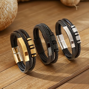 Layer Handwoven <b>Leather</b>, Geometric Trendy Bangle, Perfect Birthday Gift for Vacation and Parties - Product Image 4