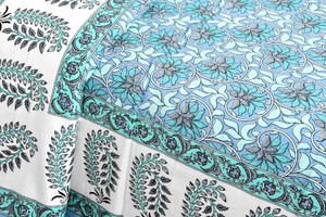 Drap plat en coton imprimé de Jaipur, 200 fils, toutes saisons, écologique, doux pour la peau, durable, respirant, lavable, taille complète - Product Image 3