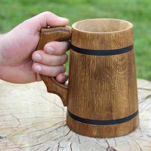 Jarra de Cerveza de Madera Estilo Rústico |   Jarra de Cerveza Hecha a Mano de Madera Natural para Cervecería, Pub, Restaurante - Product Image 1