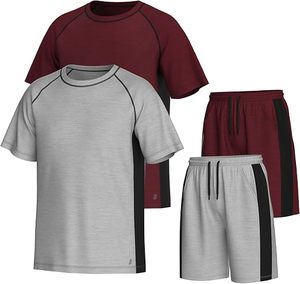 Men's <b>Raglan</b> <b>Sleeve</b> Color Blocked Quick Dry Sporty <b>T</b>-<b>Shirt</b> And Shorts Set Regular Fit O-Neck Knitted Polyester Green Black - Product Image 6