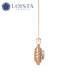 Collier pour femme en or 18 carats avec diamant de laboratoire, design simple à double pampille de diamants, style romantique, diamant certifié par une tierce partie - Product Image 3