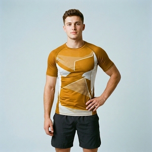 OEM Custom <b>Mens</b> Half Sleeve Compression Fitness Shirt <b>Stretch</b> Athletic Gym Workout Performance Apparel - Product Image 1