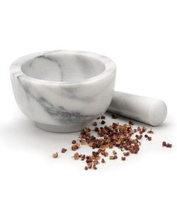 Juego de mortero y pilón de mármol hecho a mano para moler hierbas, especias, nueces, semillas y preparar salsas en la cocina. - Product Image 2