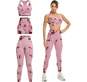 SALSPOR Ensemble d'entraînement 3 pièces grande taille pour femmes avec leggings rehausseurs de fesses en Spandex/Nylon et soutien-gorge de sport à maintien élevé - Product Image 1