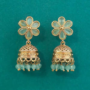 Achetez en ligne des Jhumki antiques de qualité export avec placage or 233094 - Product Image 3