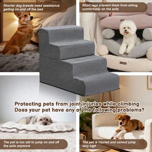 Scala a 4 Gradini per Cani e Gatti per Letti Alti, Antiscivolo, con Copertura Rimovibile e Lavabile, Rampa per Uso Interno ed Esterno in Schiuma - Product Image 3