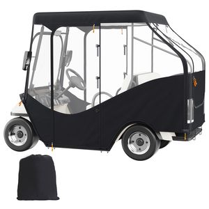 Copertura per Golf Cart in Poliestere 420D con 4 Finestre Trasparenti, Tettuccio per 4 Passeggeri, Copertura per Club Car 2+2 Posti - Product Image 1