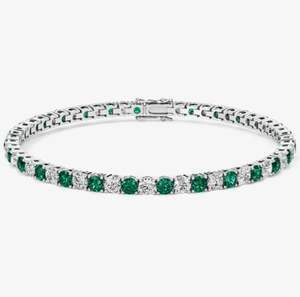 Pulsera de tenis de moissanita y esmeralda cultivada en laboratorio, chapada en oro, elegante, con gema verde, joyería nupcial de lujo, regalo para ella, para fiesta, 14 gramos - Product Image 1