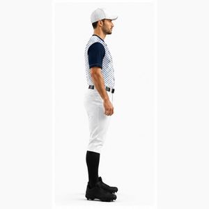 Uniforme de Béisbol Personalizado de Primera Calidad, Jersey a Rayas Blanco y Azul Marino para Hombre, Transpirable, de Poliéster, Talla Adulto, Servicio OEM - Product Image 6