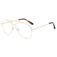 Gafas de Metal Ligero con Doble Puente para Hombre, Monturas Ópticas de 58 mm, Gafas de Estilo Clásico para Oficina y Uso Diario