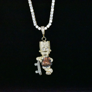 Mens Hip Hop Skateboard Cartoon Pendant Necklace <b>Iced</b> <b>Out</b> Bling Crystal <b>Chain</b> Streetwear Moissanite Jewelry Gift For Accessories - Product Image 2
