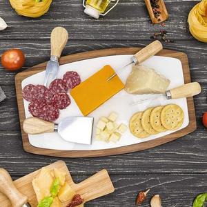 Juego de cuchillos para queso de acero inoxidable hechos a mano con mangos de madera natural para tablas de queso clásicas y para servir - Product Image 5