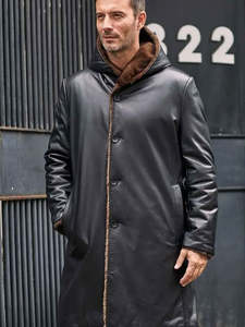 Veste en cuir suédé marron pour homme avec doublure en fausse fourrure, col rabattable, coupe-vent, manteau d'hiver, coupe classique, style décontracté - Product Image 3