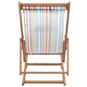 Chaise de plage multicolore en bois d'eucalyptus et tissu polyester pour votre prochain jour à la plage - Product Image 5