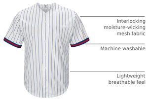 Uniformes de Béisbol, Camisetas Deportivas Blancas de Malla, Franjas Verticales Azul Rey, Ropa Urbana Retro, Camisetas Vintage con Sublimación Personalizada - Product Image 4