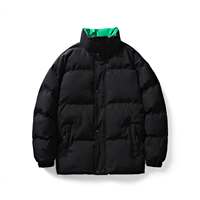 Blouson Bomber Matelassé Homme Hiver Épais Col Montant Réversible Logo Avant Coupe-Vent Respirant Écologique