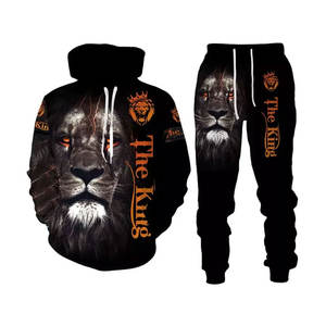 Conjunto Deportivo para Hombre, Chándal Deportivo para Hombre, Poliéster y Algodón, Sublimación, Estampado de León, Chándales para Hombre, Cómodos - Product Image 5