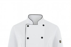 White <b>Double</b> <b>Breasted</b> Chef <b>Coat</b> Black Piping - Product Image 1