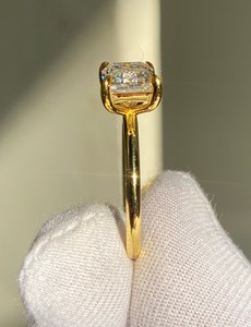 Emerald Cut Moissanite <b>Solitaire</b> <b>Ring</b>: 14k Gold or Sterling <b>Silver</b> - Product Image 4