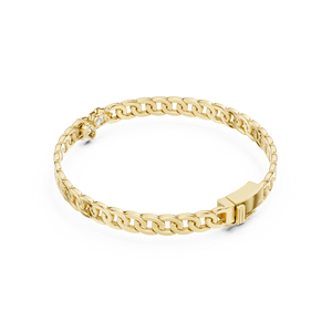 Pulsera de cadena de eslabones con doble diamante en oro amarillo de 18 quilates - Product Image 2