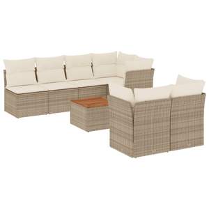 8-Piece Beige <b>Cream</b> White PE Rattan Garden <b>Sofa</b> Set - Product Image 2