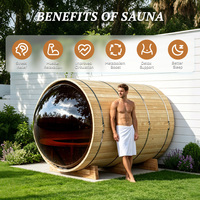 Sauna de barril exterior avanzada con ventana de cúpula completa, certificación ETL, integración con aplicación WiFi, prefabricada, tipo cápsula de bienestar británica, Direct