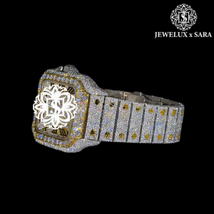 นาฬิกาข้อมือสแตนเลสสตีลคุณภาพพรีเมียม ประดับเพชรโมซิเนต พร้อมกระจกกันรอยขีดข่วน สายปรับได้ และดีไซน์หรูหราทันสมัย - Product Image 3