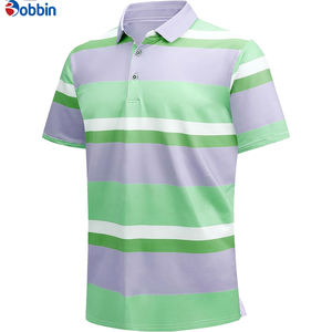 คอลเลคชั่นฤดูร้อน เสื้อโปโลผู้ชายลายทางสุดเทรนดี้ เสื้อโปโลผู้ชายแบบมีกระเป๋าเสื้อผ้าฝ้ายแขนสั้นสำหรับเล่นกอล์ฟ - Product Image 1