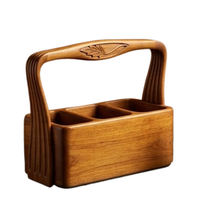 Caddy en bois sculpté à la main de haute qualité, style moderne, export Inde, décoration de table contemporaine pour la maison - Product Image 2