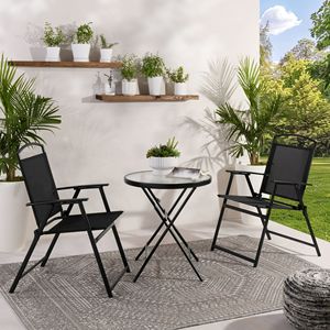 Juego de Bistro para Exteriores de 3 Piezas Albany for Lane, Muebles de Jardín Negros con Mesa y Sillas - Product Image 1
