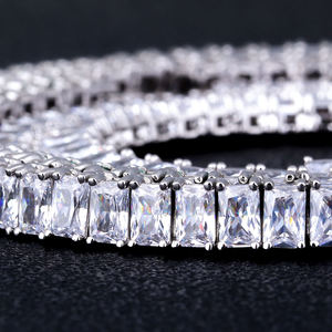 Hot Selling Iced Out VVS Diamond Tennis <b>Necklace</b> Emerald Cut White Solid <b>Gold</b> LAB Grown Diamond Tennis <b>Chain</b> - Product Image 2