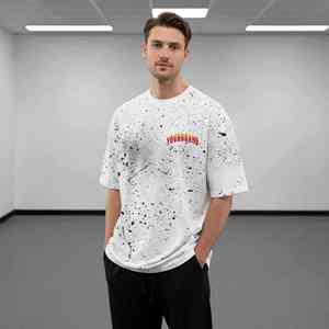 Camiseta Extra Grande con Diseño de Salpicaduras de Pintura Personalizada para Hombre, 100% Algodón, Estilo Urbano, con Logotipo Personalizado - Product Image 1