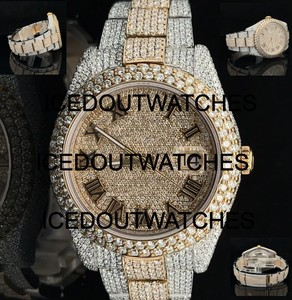 Montre automatique pour homme en acier inoxydable avec moissanite et diamants, cadran en verre, résistance à l'eau 10 bars, passe le testeur de diamants - Product Image 3