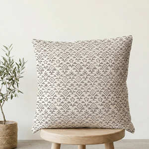 Housse de coussin marron imprimée à la main, motif géométrique mandala, oreiller décoratif moderne rustique pour salon - Product Image 6