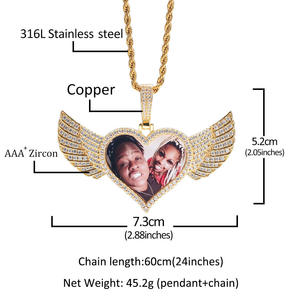 Collar con Imagen Personalizada, Colgante de Corazón con Alas, Moissanita VVS, Joyería con Foto Personalizada, Regalo de Joyería con Recuerdo Personalizado - Product Image 2