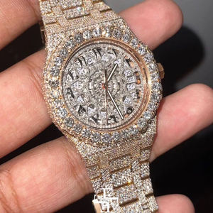 Montre mécanique de luxe Hip Hop Iced Out VVS Moissanite Diamond en acier inoxydable avec logo personnalisé, cadran analogique 41 mm pour homme - Product Image 5