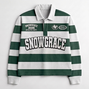 Polo à manches longues rayé Snowgrace, col rabattu, coupe classique, toutes saisons, respirant, jersey en polyester - Product Image 1