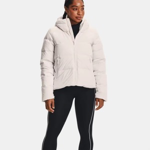 White Quilted Hooded Puffer Jacket for Women Full <b>Sleeve</b> Winter Coat with <b>Detachable</b> Hood Polyester Wadding Regular Length - Product Image 3
