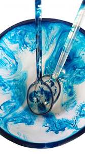 RESIN Ocean Blue Marble Disposable <b>Salad</b> <b>Bowl</b> Set with <b>Servers</b> European Design Polished - Product Image 4