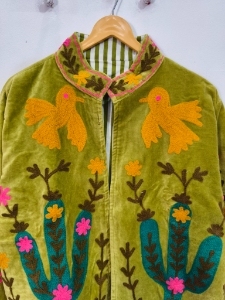 Best selling Multicolor Suzani Embroidered <b>Velvet</b> <b>Jacket</b> for <b>Women</b> Breathable Floral Design Handcrafted Artisan <b>Women's</b> wear - Product Image 2