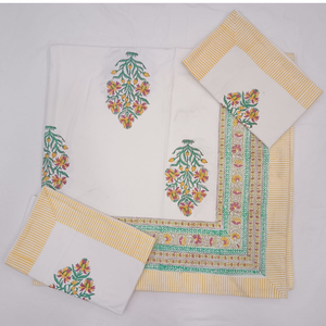 Premium Indian Artisanal Hand <b>Block</b> Printed Pure Cotton Classic Floral <b>Bed</b> Sheet Set King Size Soft Breathable Durable Hospital - Product Image 1