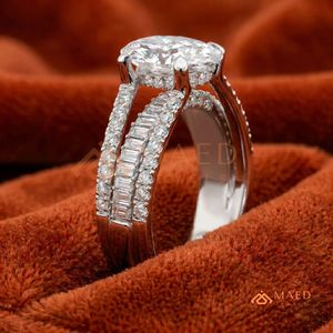 925 Sterling Silver Round Cut Moissanite Three <b>Stone</b> Engagement Ring Luxury Bridal Jewelry Gift Women USA - Product Image 2