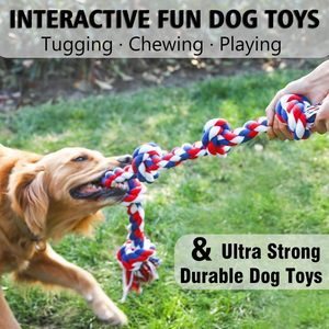 Jouets en corde pour chien de qualité supérieure en coton pour les chiens qui mâchent agressivement, jouets à mâcher en corde résistants pour chiens de grande et moyenne taille, 5 nœuds - Product Image 5