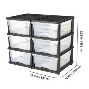 Set di 2 Cassettiere in Plastica con 6 Cassetti, Organizzatore per Armadio e Cassettiera, Divisori e Carrello - Product Image 3